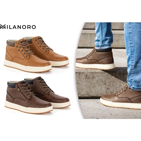 Milanoro - Comfortabele sneakers voor heren - Donkerbruin - Maat 43