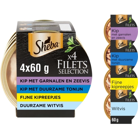 Sheba Filets Selectie in saus multipack natvoer kat kuipjes 32 x 60 g