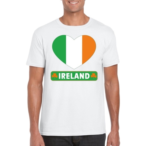 Ierland hart vlag t-shirt wit heren XL -
