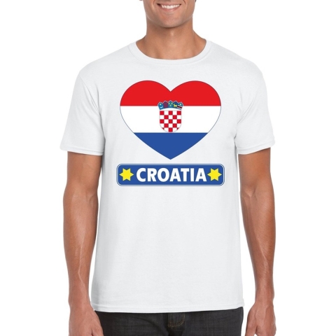 Kroatie hart vlag t-shirt wit heren XL -