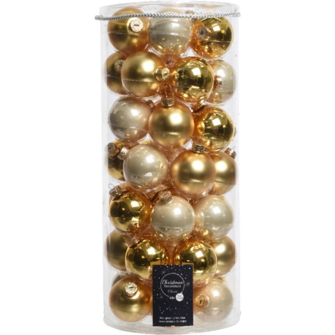Kerstballen set - 49x stuks - glas - parel/goud - 6 cm - glans en mat - kerstversiering -