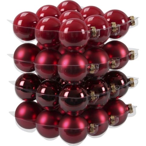 Kerstballen - 36x st - rood tinten - D6 cm - glas - kerstversiering -