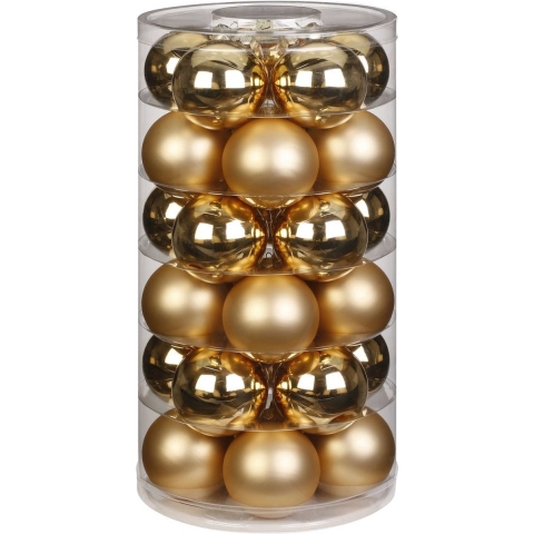 Kerstballen set - 30x stuks -  glas - goud - 6 cm - glans/mat - kerstversiering -