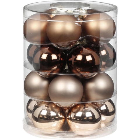 Kerstballen set - 20x stuks - glas - bruin mix - 6 cm - glans/mat - kerstversiering -