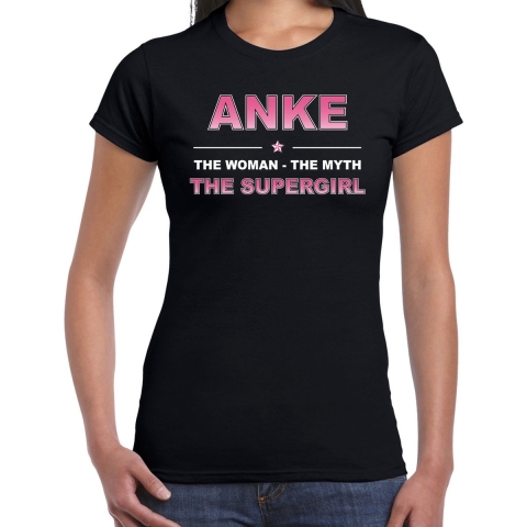 Naam cadeau t-shirt / shirt Anke - the supergirl zwart voor dames S -
