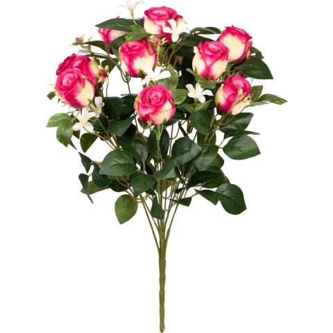Louis Maes Kunstbloemen boeket rozen - cerise - H49 cm -