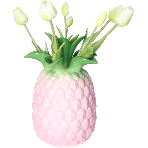 Kunst tulpen boeket Sally - 7x stuks - multi kleuren - real touch - 47 cm - kunst zijdebloemen -