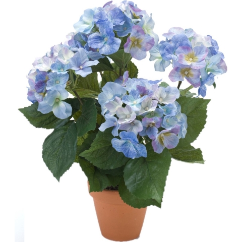 Emerald Kunstplant Hortensia - blauw - 40 cm- Kunstplant met bloemen -