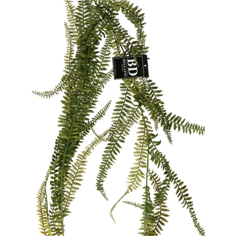 Bellatio Design kunstplant/hangplant slinger - Varen/Monilophyta - groen - 180 cm -