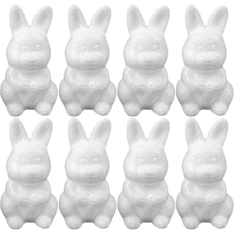 Piepschuim hobby vorm - 8x - haas/konijn - 8 cm - DIY knutsel figuren -