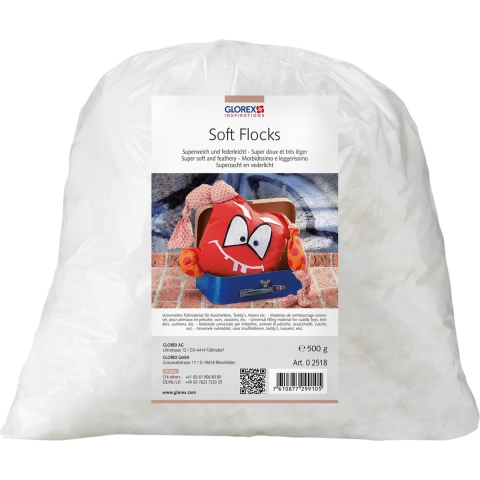 Glorex Hobby vulmateriaal - polyester - 500 gr - knuffels/kussens - wit - zacht donzig - vulwatten -