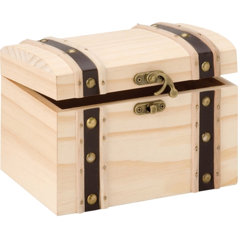 Houten schatkistje met sluiting en deksel - 17 x 12 x 12 cm - Sieraden/spulletjes/sleutels -