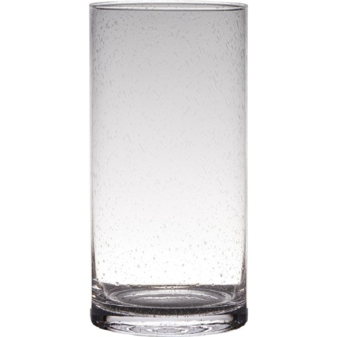 Transparante home-basics cylinder vorm vaas/vazen van bubbel glas 30 x 15 cm -