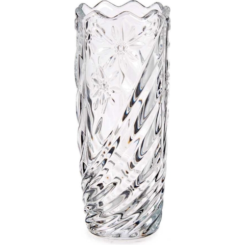 Bloemenvaas margriet relief 13,5 x 29 cm van glas -