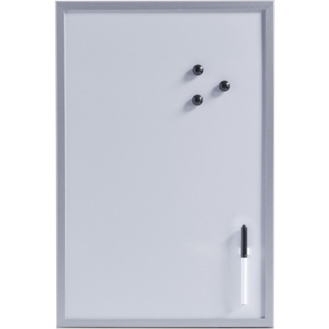 Zeller magnetisch whiteboard/memobord - met grijze rand - 40 x 60 cm - Schoolbord - met stift -