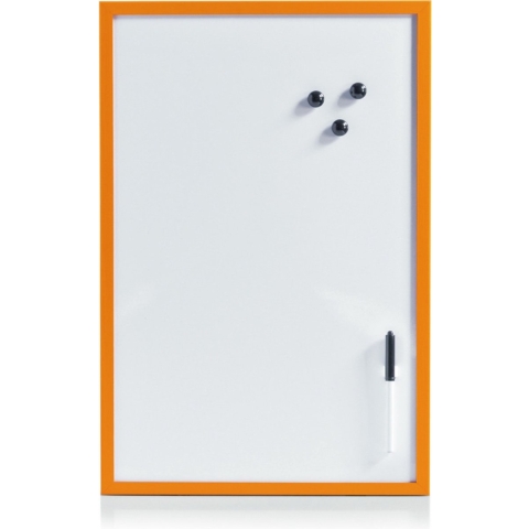 Whiteboard/memobord magnetisch incl. marker en magneten - 40 x 60 cm - oranje -