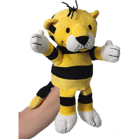 Pluche handpop tijger - 22 cm - tijger knuffeldier - poppentheater - wilde dieren knuffel -