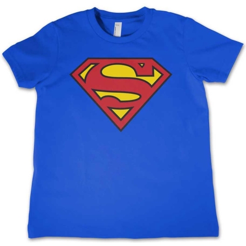 Superman logo verkleed t-shirt - blauw - jongens/meisjes - Film/serie merchandise voor kinderen 122 (M 7/8) -