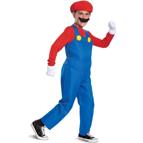 Loodgieter Mario verkleedkleding - kinderen - computer game kostuum - Carnavalskleding 128-140 - 8-10 jr -