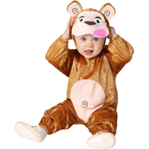 Verkleed set voor peuters - aapje - bruin - 2-delig - carnaval verkleedkleding 12-24 maanden (80-92) -