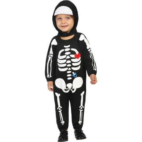 Verkleed set voor peuters - skelet - zwart - 2-delig - carnaval/Halloween verkleedkleding 12-24 maanden (80-92) -