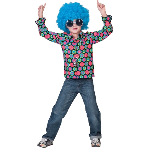 Jaren 70 Disco Overhemd voor Kinderen - disco print - polyester 164 (14 jaar) -