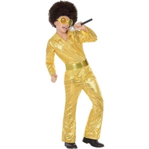 Disco verkleedset / carnaval glitter kostuum voor jongens - carnavalskleding 140 (10-12 jaar) -