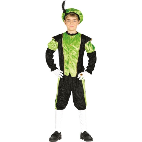 Pietenpak roetveeg Piet - groen/zwart - pieten verkleed kostuum 3-delig - kinderen 10-12 jaar (140-152) -