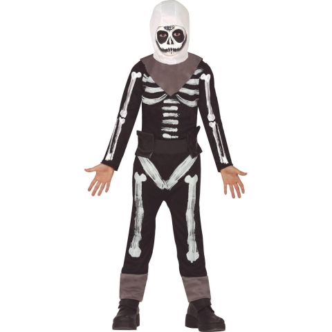 Zwart/wit skelet verkleedpak/kostuum voor kinderen - Halloween outfits voor jongens/meisjes 7-9 jaar (122-134) -