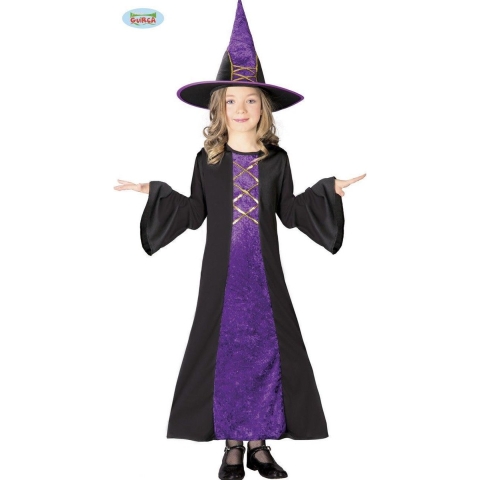 Halloween Paarse heksen jurk halloween kostuum - meisje 110-116 (5-6 jaar) -