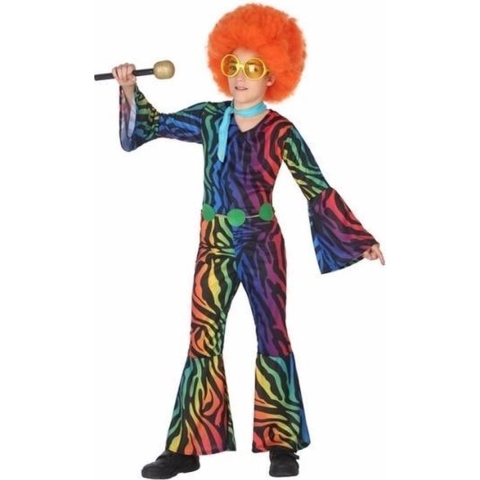 Gekleurde disco jumpsuit voor meisjes 116 (5-6 jaar) -