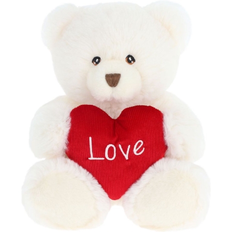 Keeleco Knuffel Beer met Hart 20 cm Wit