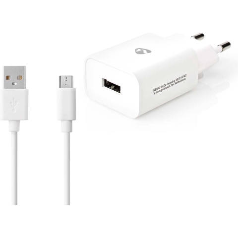 Nedis WCHAM212AWT Wandlader 2,1 A Losse Kabel Micro-usb Wit