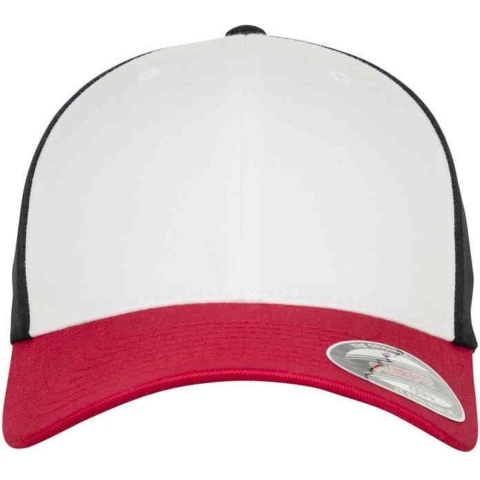 Flexfit FX6277TT 3-Tone Flexfit Cap - Red/White/Black - S/M