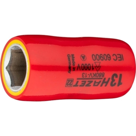 HAZET Dopsleutel · geïsoleerd 880KV-13 · 3/8 inch (10 mm) vierkant hol · Buiten-zeskant-tractieprofiel · SW 13 mm