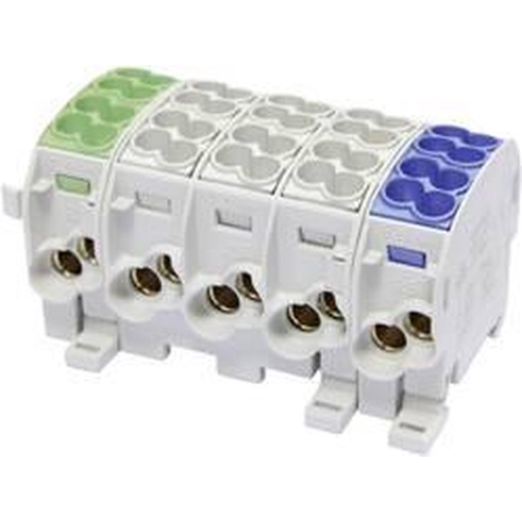 HoraeTec 080150-3-4 Hoofdleiding vertakkingsklem 3-kleurig 5-polig 25 mm² Geleidertype: PE, L, N