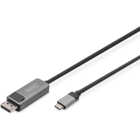 Digitus DB-300334-010-S DisplayPort / USB-C Adapter [1x USB-C - 1x DisplayPort stekker] Zwart Afgeschermd, Rond 1 m