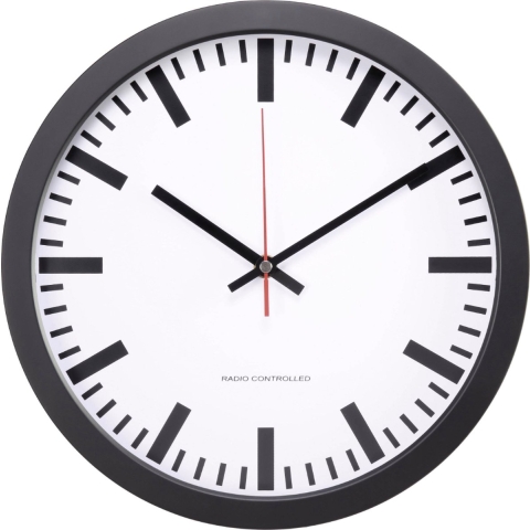 MXP301201 Wandklok Zendergestuurd 300 mm x 45 mm Zwart