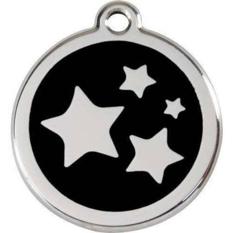 Star Black roestvrijstalen hondenpenning large/groot dia. 3,8 cm - Reddingo