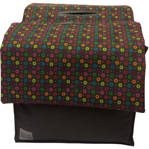 Dubbele fietstas 20L Grijs met gekleurde bloemen