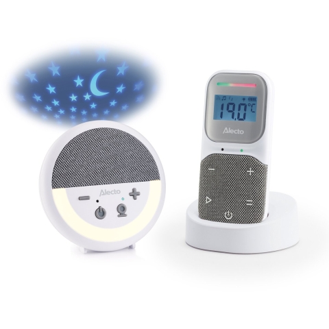 Alecto DBX150 - Luxe Full Eco DECT audio babyfoon met projector, slaapliedjes en nachtlampje - Wit/Grijs