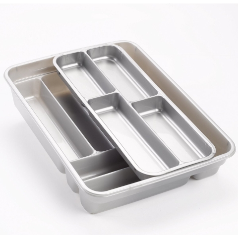 Set van 2x stuks bestekbakken/bestekhouders 2 lagen zilver 40 x 30 cm -