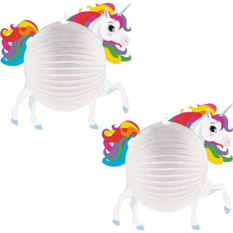 Set van 5x stuks eenhoorn bol vormige party lampion 25 cm -