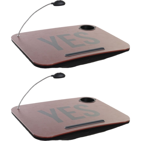 2x stuks schootkussens/laptrays met LED verlichting 48 x 38 cm Yes print terracotta -