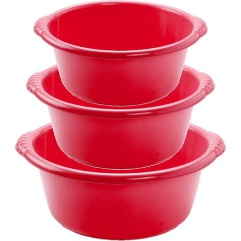 Voordeelset multi-functionele kunststof teiltjes rood in 3-formaten -