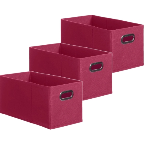 Set van 3x stuks opbergmand/kastmand 7 liter framboos roze linnen 31 x 15 x 15 cm -
