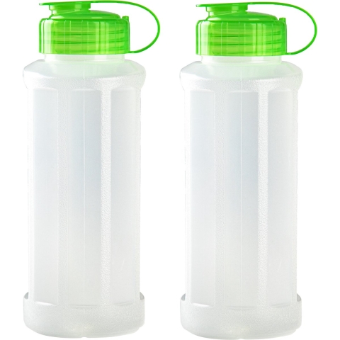 4x stuks kunststof waterflessen 1100 ml transparant met dop groen -