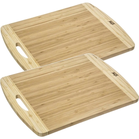 2x Stuks snijplank met handvat 40 x 30 cm van bamboe hout -