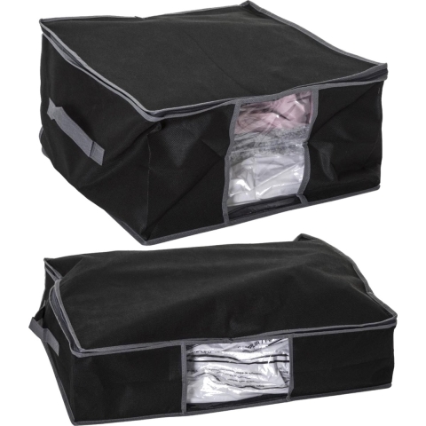 Set van 2x dekbed/kussen opberghoezen zwart met vacuumzak -