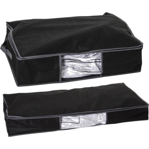 Set van 2x dekbed/kussen opberghoezen zwart met vacuumzak -